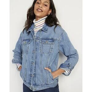 Old Navy Button Front Denim Jean Jacket Medium Wash Plus Size XXL